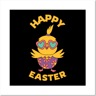 Happy Easter. Colorful and cute chicken design Posters and Art